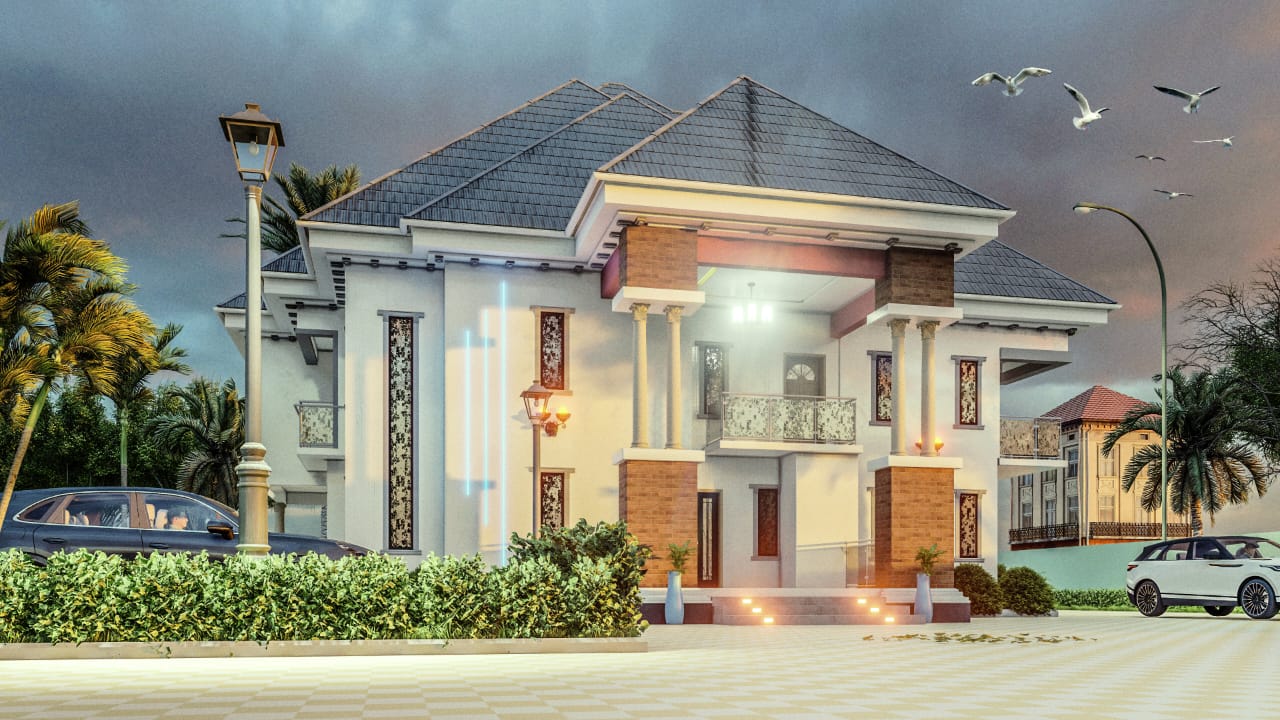 Twin-storey residential building render